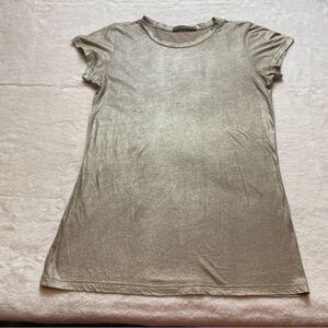 Linda Loudermilk Metallic Bronze Short Sleeve T Shirt Size Medium
